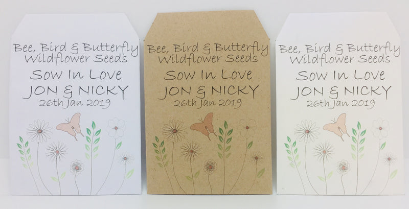 20 x Wedding and Civil Ceremony Favour - Bee, Bird and Butterfly Wildflower Seed Mixture - Seeds to Sow Limited