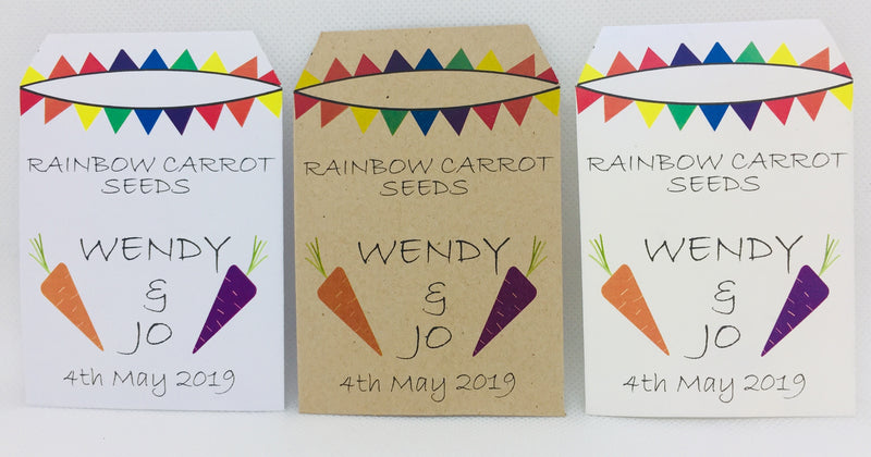 20 x Wedding and Civil Ceremony Favour - Rainbow Carrot Seeds - Seeds to Sow Limited