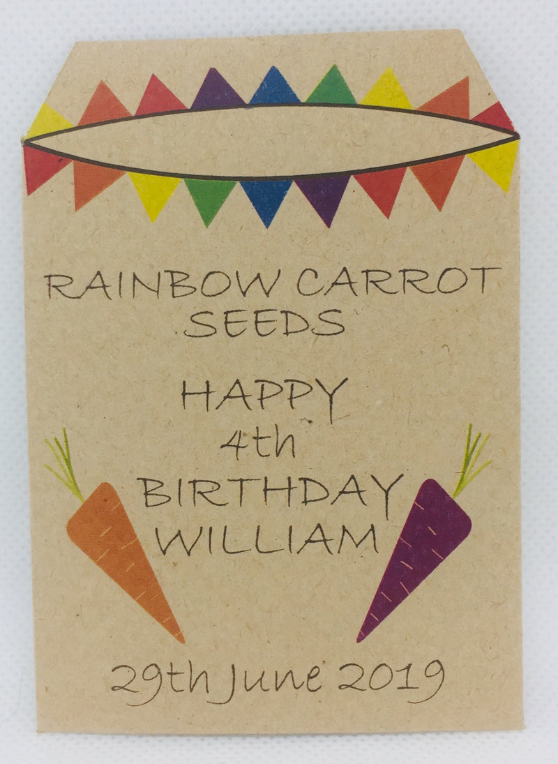 20 x Birthday Favour - Rainbow Carrot Seeds - Seeds to Sow Limited