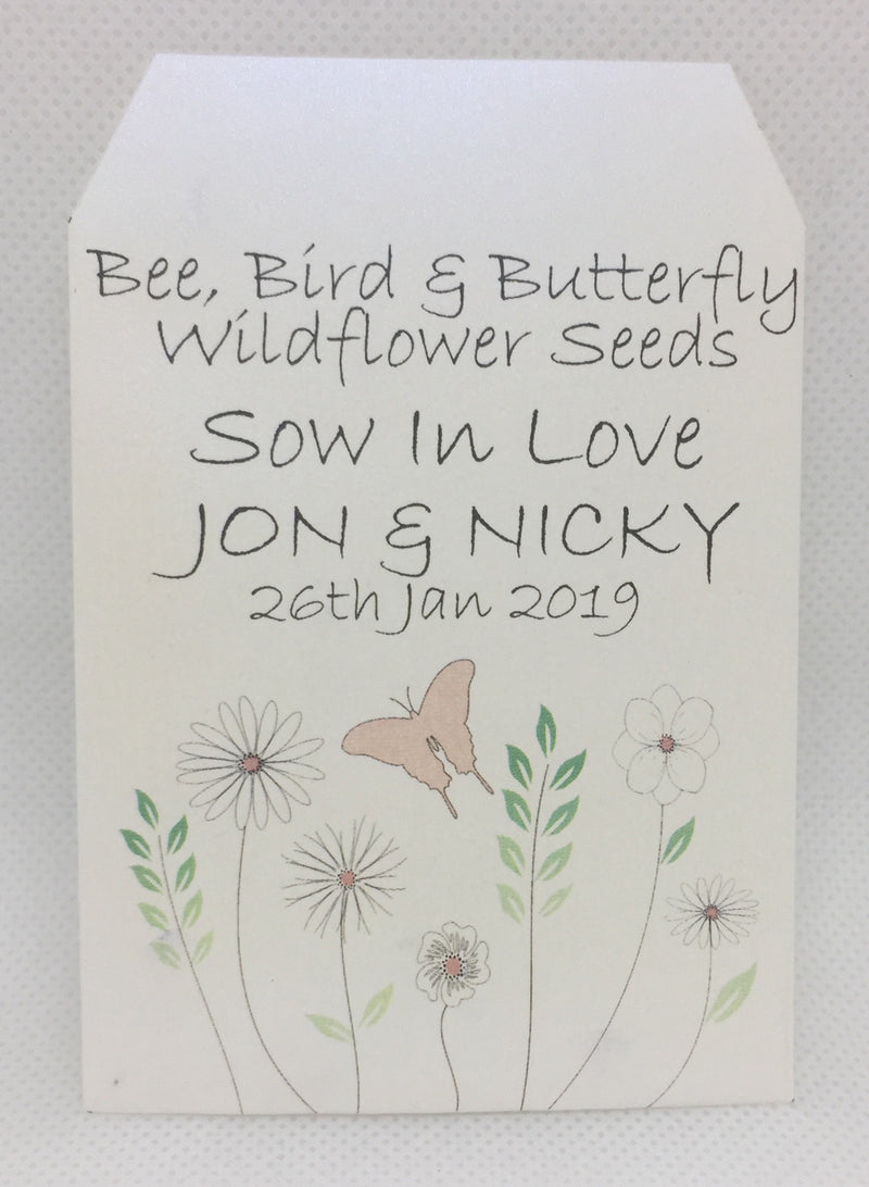 20 x Wedding and Civil Ceremony Favour - Bee, Bird and Butterfly Wildflower Seed Mixture - Seeds to Sow Limited