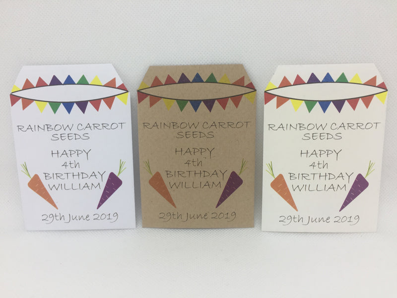 20 x Birthday Favour - Rainbow Carrot Seeds - Seeds to Sow Limited
