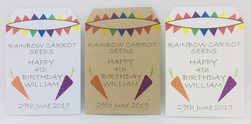 20 x Birthday Favour - Rainbow Carrot Seeds - Seeds to Sow Limited