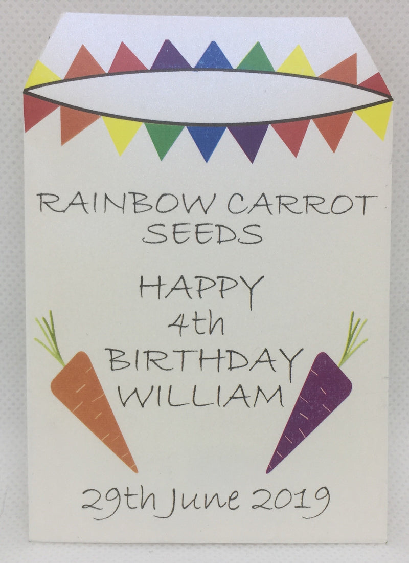 20 x Birthday Favour - Rainbow Carrot Seeds - Seeds to Sow Limited