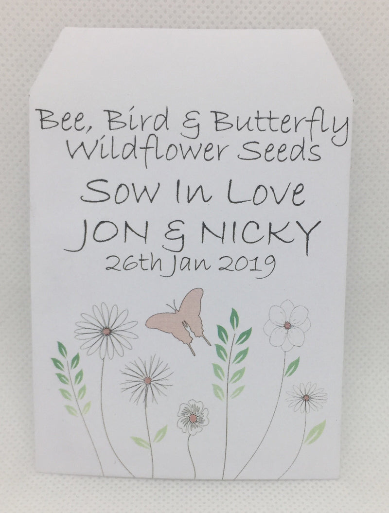20 x Wedding and Civil Ceremony Favour - Bee, Bird and Butterfly Wildflower Seed Mixture - Seeds to Sow Limited